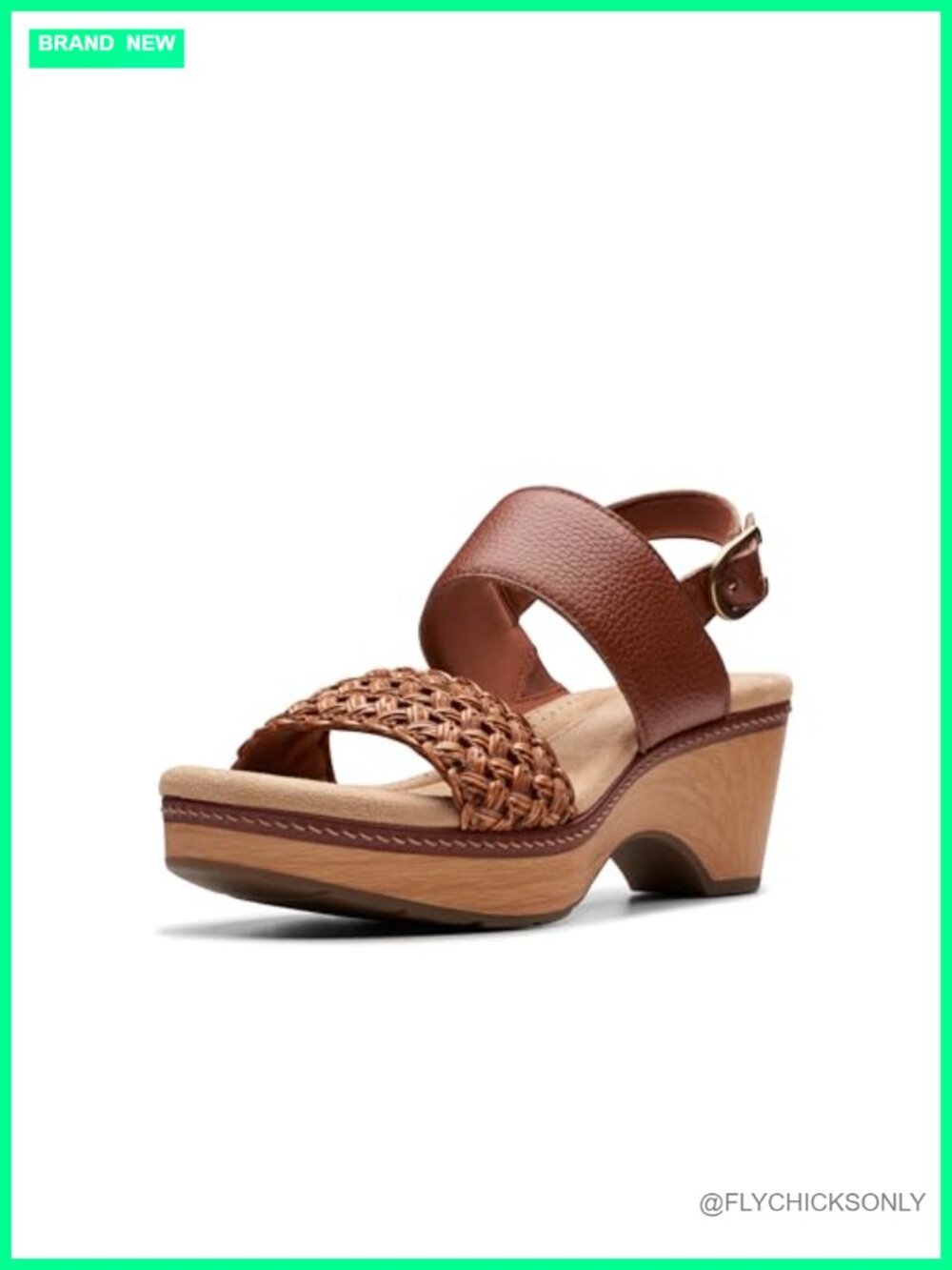 Clarks Seannah Step Leather Wedge Sandal Adjustable Buckle Comfort Foam Footbed